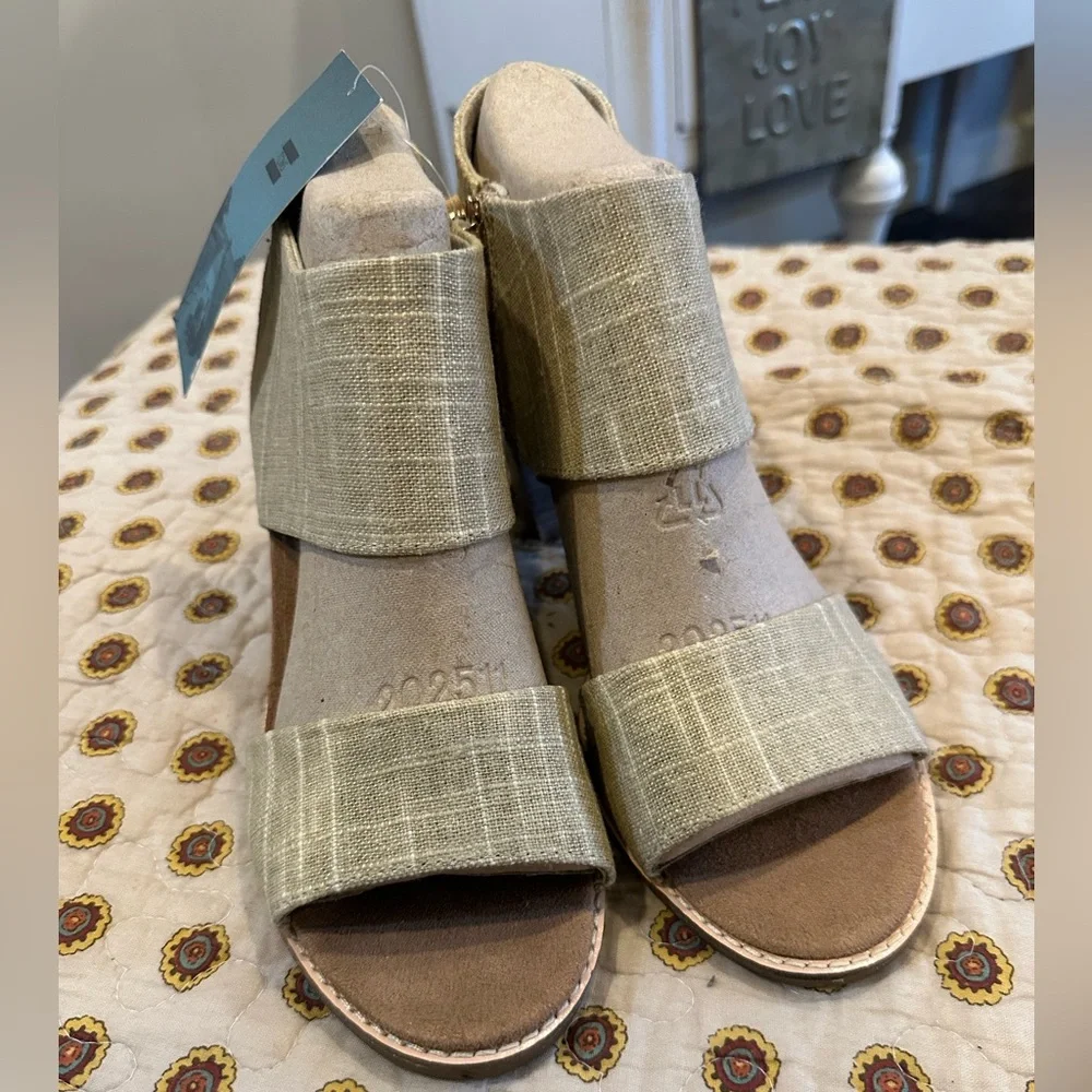 Toms Majorca Cutout Champagne Metallic Foil Woven Sandal Sz 10 NWT - Picture 4 of 10